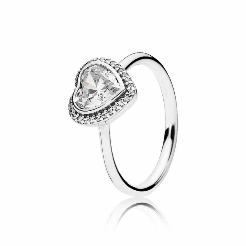 Pandora Sparkling Love Heart Promise Ring Ireland - Sterling Silver/Cubic Zirconia - 814275BNP